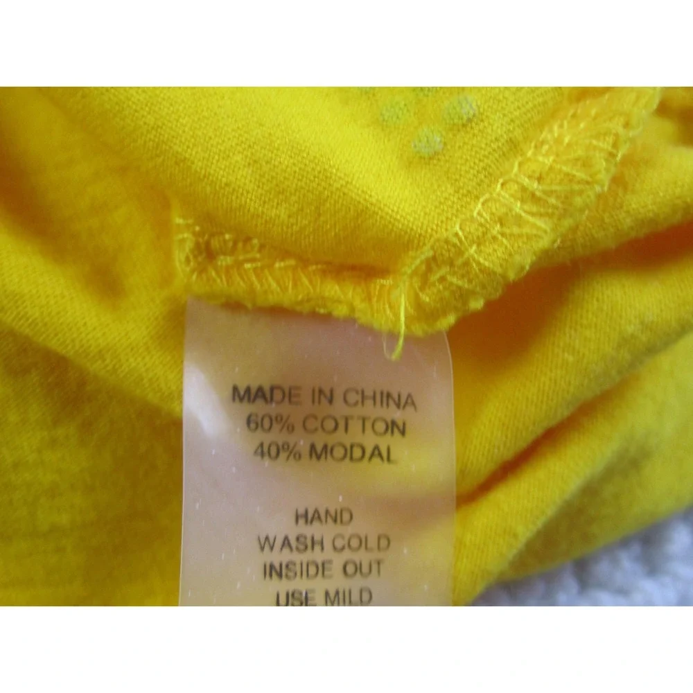 Chaus Shirt Womens Small‎ Yellow Rhinestone Stripe V Neck Short Sleeve Dolman - Picture 5 of 9